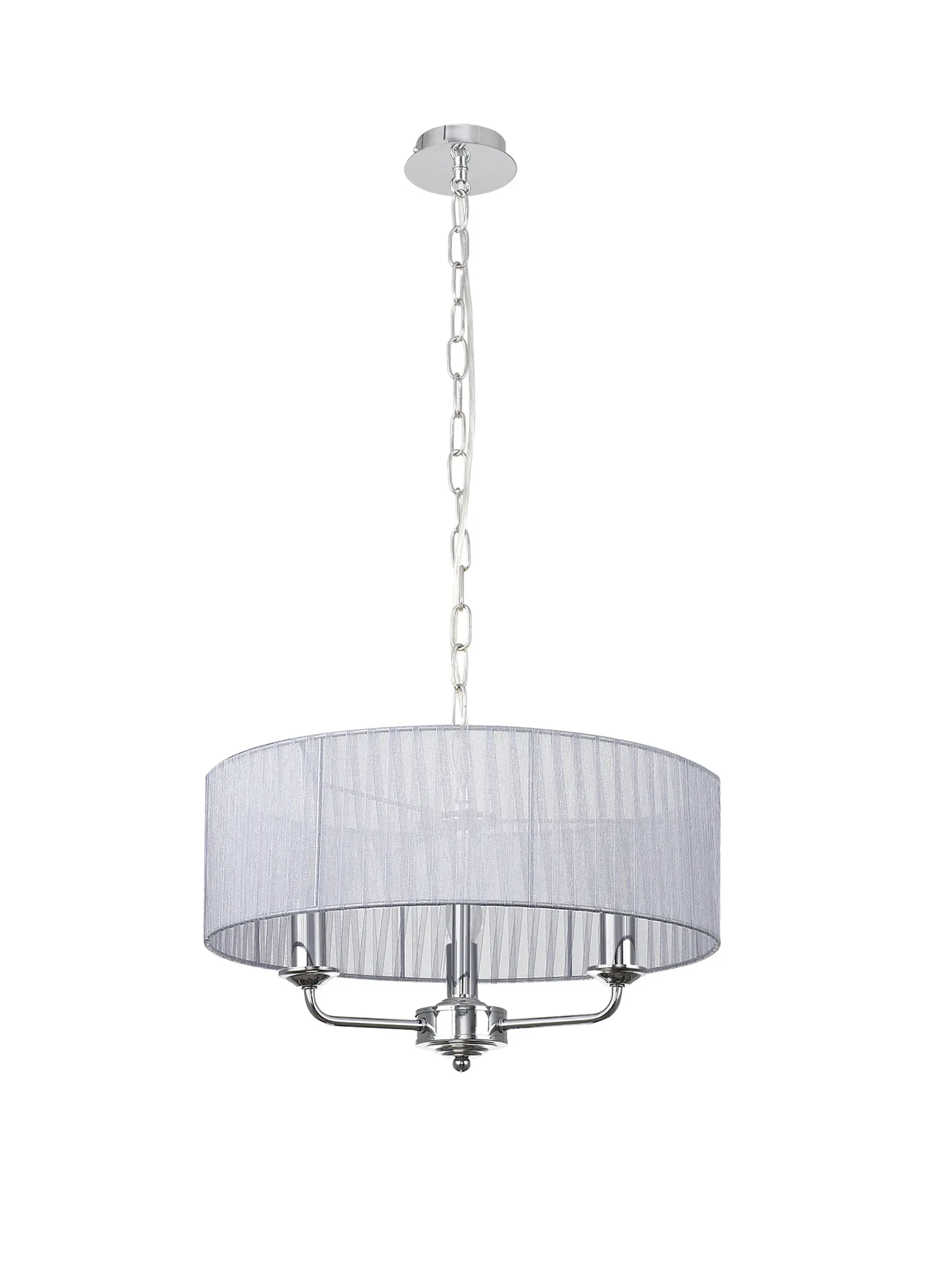 Banyan 45cm 3 Light Pendant Polished Chrome; Grey DK0863  Deco Banyan CH GR